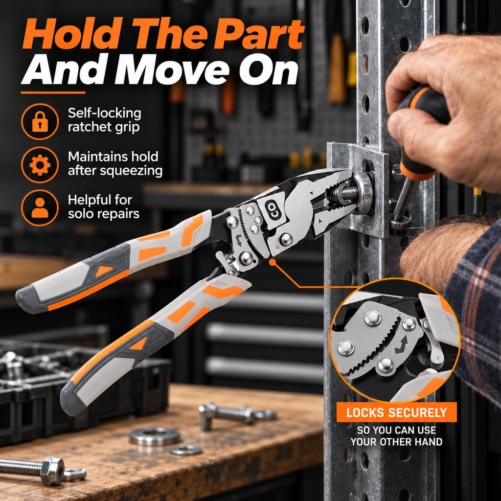 Self-Locking Ratchet Pliers With Wire Cutter