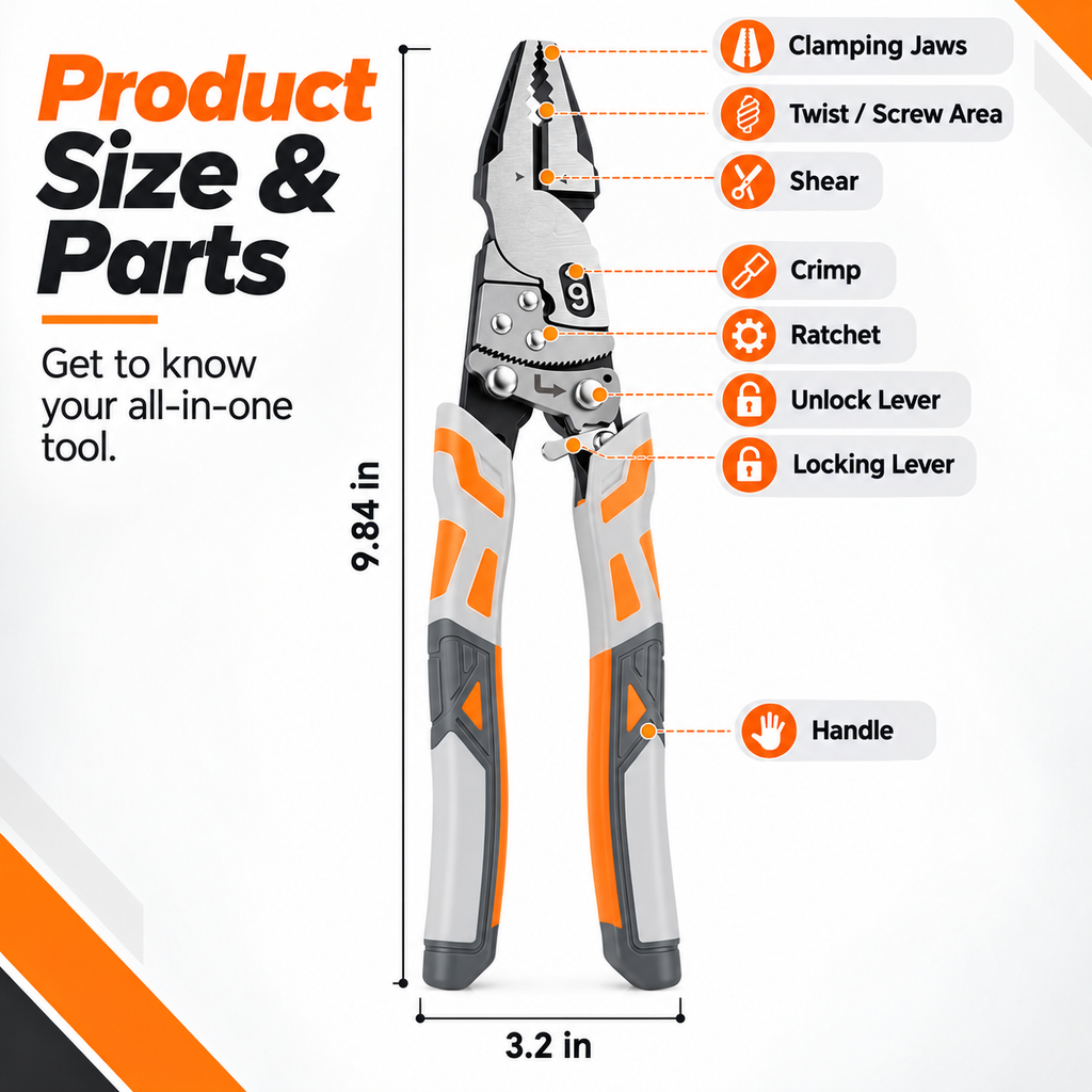 Self-Locking Ratchet Pliers With Wire Cutter